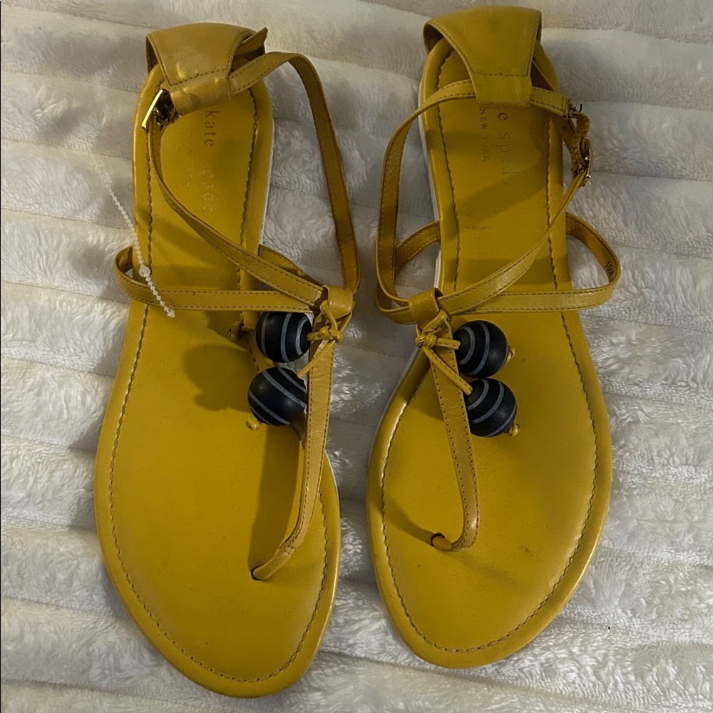 Kate Spade Mustard Sandals with Black Accents